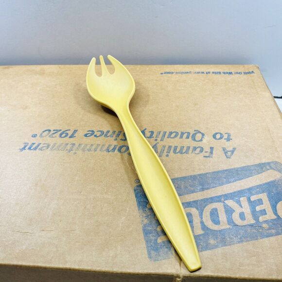 TUPPERWARE 12" Salad Spaghetti Serving Forks Spoons Tongs vtg Harvest Gold READ - Picture 5 of 7